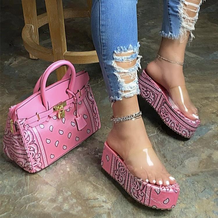 thick soled heightened transparent shoe bag set