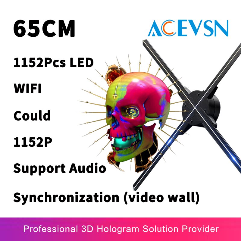 65CM 1152Pcs LED WIFI 3D Projector Light Hologram Projector PC Control LED Holographic Fan logo Advertising Light Remote Player
