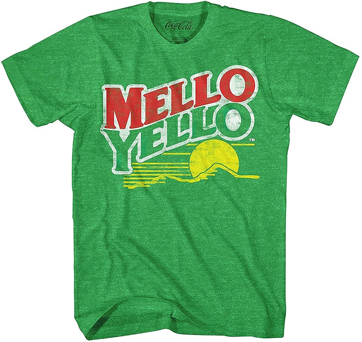 Coca-Cola Mello Yello Soda Pop Drink Funny Classic Vintage Mellow Yellow Apparel Logo Men's Adult Graphic Tee T-Shirt