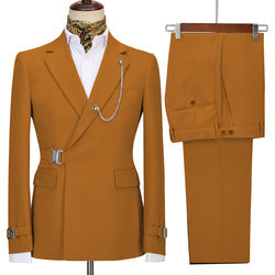 2022 New Design Mens Suits 2 Pieces Slim Fit Set Metal Clasp Custom Daily Prom Wedding Suits for Men