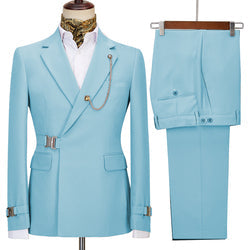 2022 New Design Mens Suits 2 Pieces Slim Fit Set Metal Clasp Custom Daily Prom Wedding Suits for Men