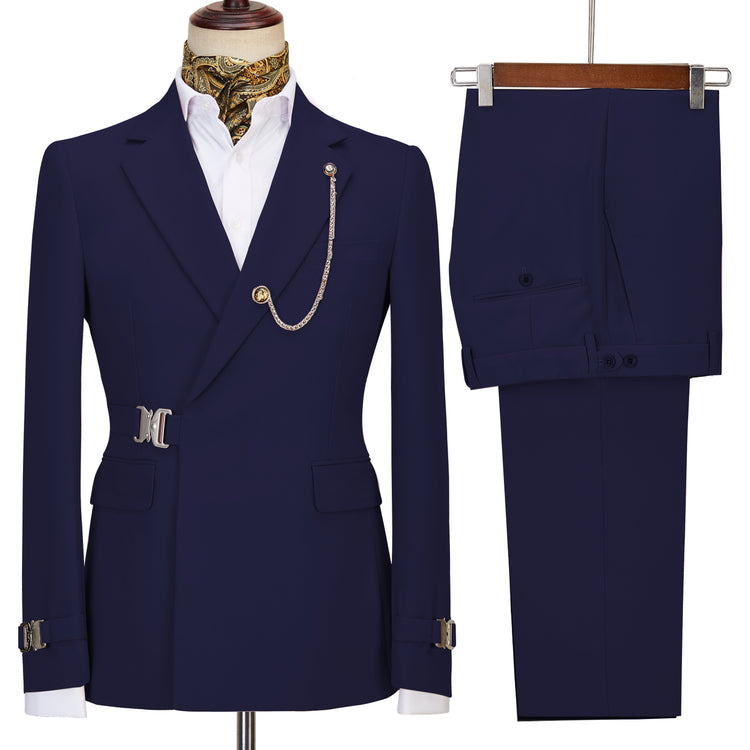 2022 New Design Mens Suits 2 Pieces Slim Fit Set Metal Clasp Custom Daily Prom Wedding Suits for Men