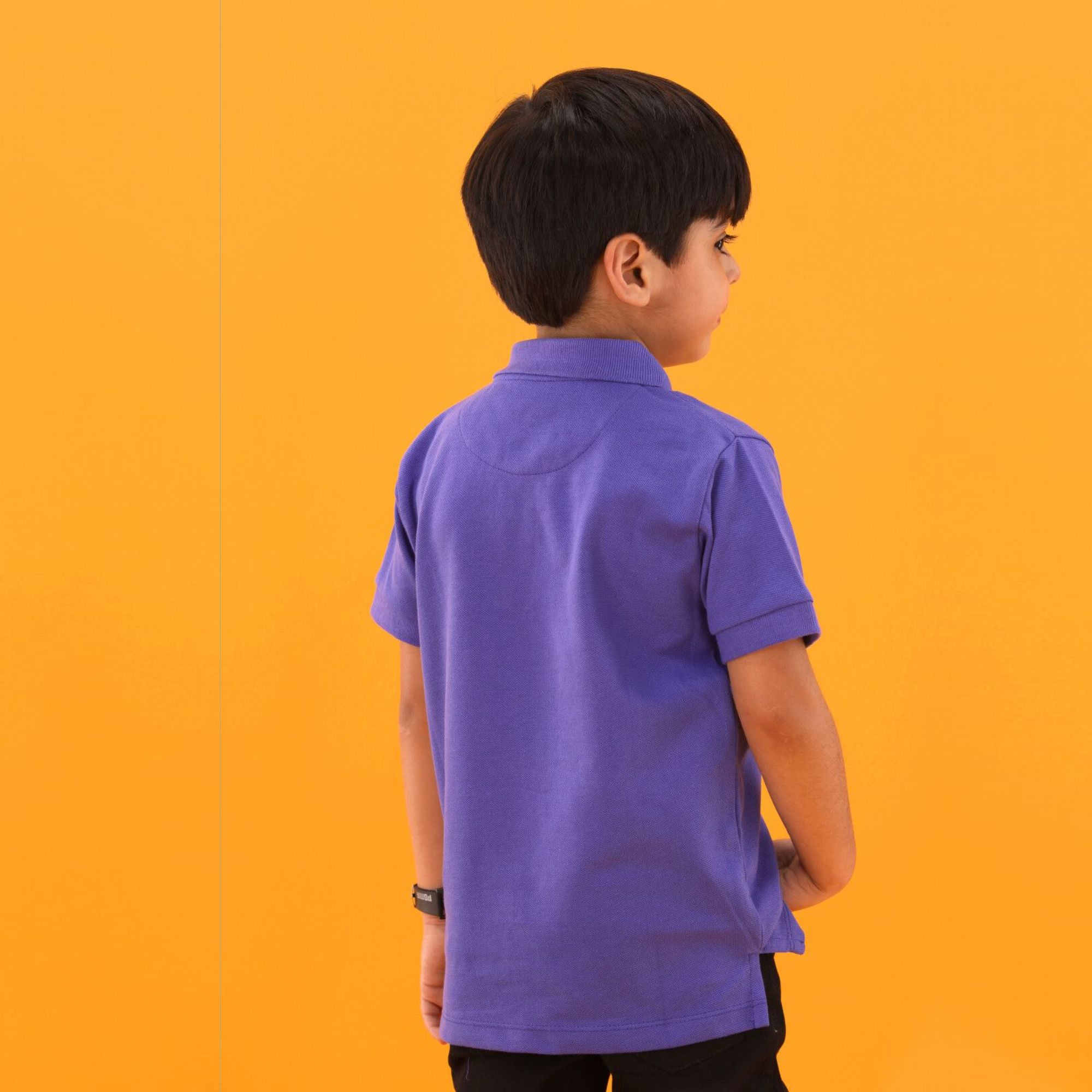 Summer Season 100% Combed Cotton Pique 220 gsm Custom Embroidered Logo Short Sleeves Dark Purple Kids Polo Shirt