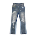 2023 plus size men's jeans  Denim  All Cotton flared  Leg bottom  Men Jeans  Ripped  Fashion Denim Pants Cool stacked Jeans