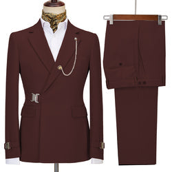 2022 New Design Mens Suits 2 Pieces Slim Fit Set Metal Clasp Custom Daily Prom Wedding Suits for Men