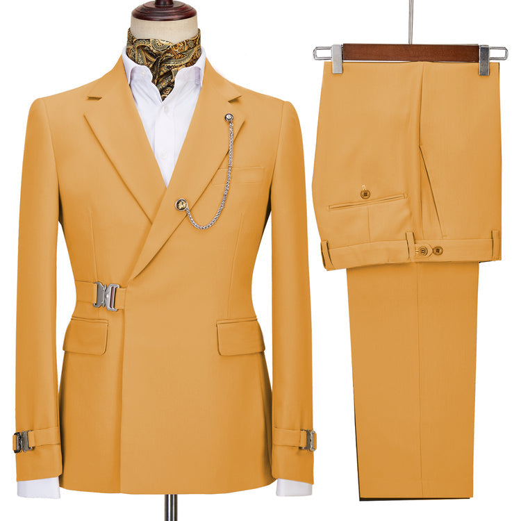 2022 New Design Mens Suits 2 Pieces Slim Fit Set Metal Clasp Custom Daily Prom Wedding Suits for Men