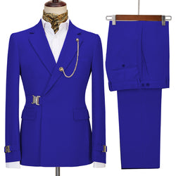 2022 New Design Mens Suits 2 Pieces Slim Fit Set Metal Clasp Custom Daily Prom Wedding Suits for Men
