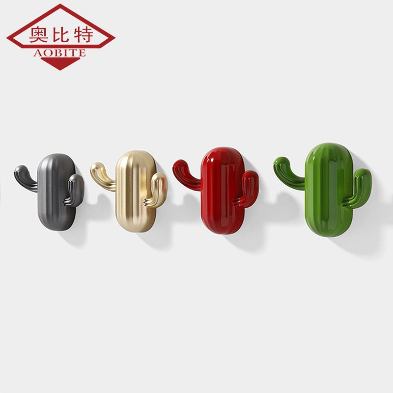 AOBT Cactus Wall Hook Adhesive Practical Flower Pot Plant Wall Hanger Home Decor Organizer Key Rack Bathroom Kitchen Hook