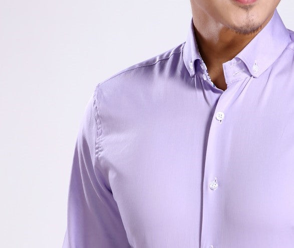 Light violet Plain Men's Formal Dress Shirt for Work and Business
