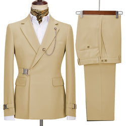 2022 New Design Mens Suits 2 Pieces Slim Fit Set Metal Clasp Custom Daily Prom Wedding Suits for Men