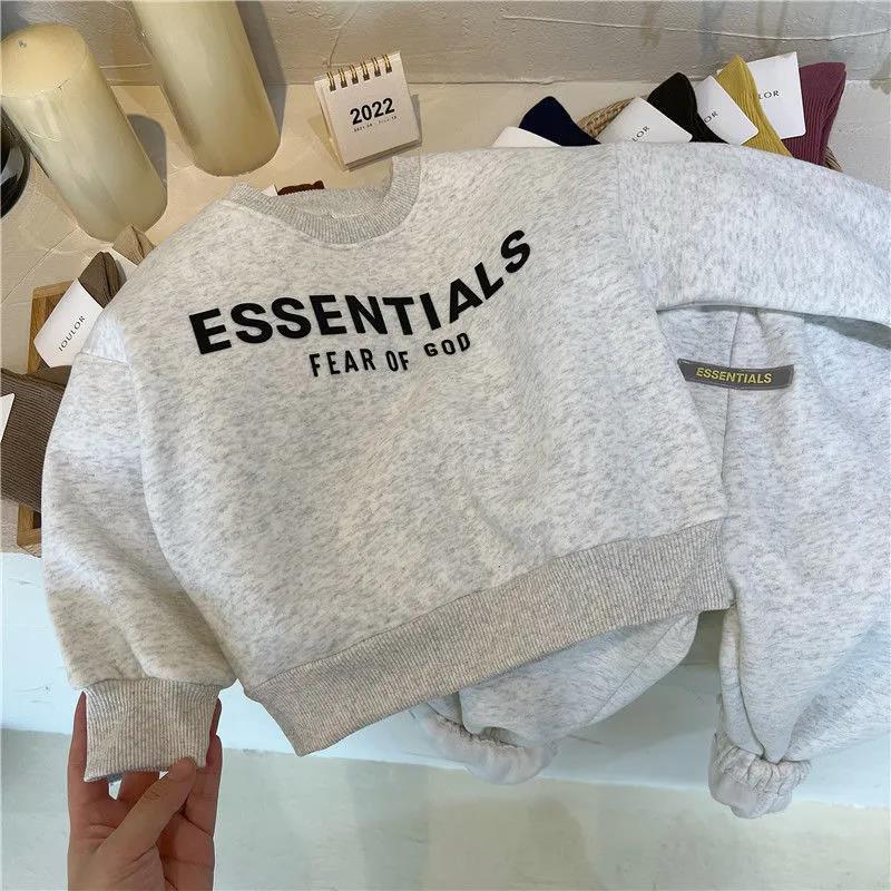 Kids Essentials Set Autumn and Winter 2022 Boys' Letter Printing Crew Neck Sweater Pants Children's Two Piece Set