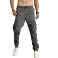 Custom men black drawstring waist nylon pants snap button side pockets zipper detail relax fit cargo camo pants