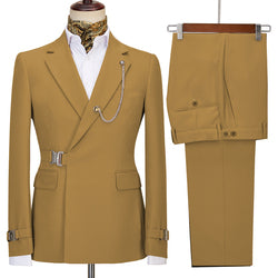 2022 New Design Mens Suits 2 Pieces Slim Fit Set Metal Clasp Custom Daily Prom Wedding Suits for Men