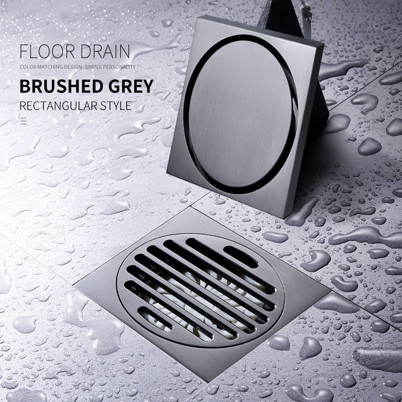 Anti-odor Bathtub Shower Drainer Floor Bathroom Accessories Square Gray Brass Floor Drain Waste Drain Bathroom Shower Drain