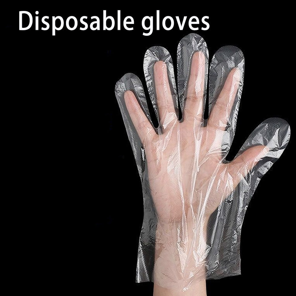 Artracyse 100PCS Disposable Gloves Film Thickening And Lengthening Salon Transparent Kitchen Household Waterproof Food Grade