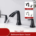 Bathroom Basin Faucet Black Color Two Handles Stainless Steel Material Cold &amp; Hot Water Three Holes Two Handles