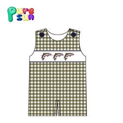 Puresun wholesale little baby and kids clothing fishes applique design outfit high quality boys clothes