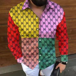 slim men tee dress shirts casual clothes men long sleeve printing shirts mens shirts