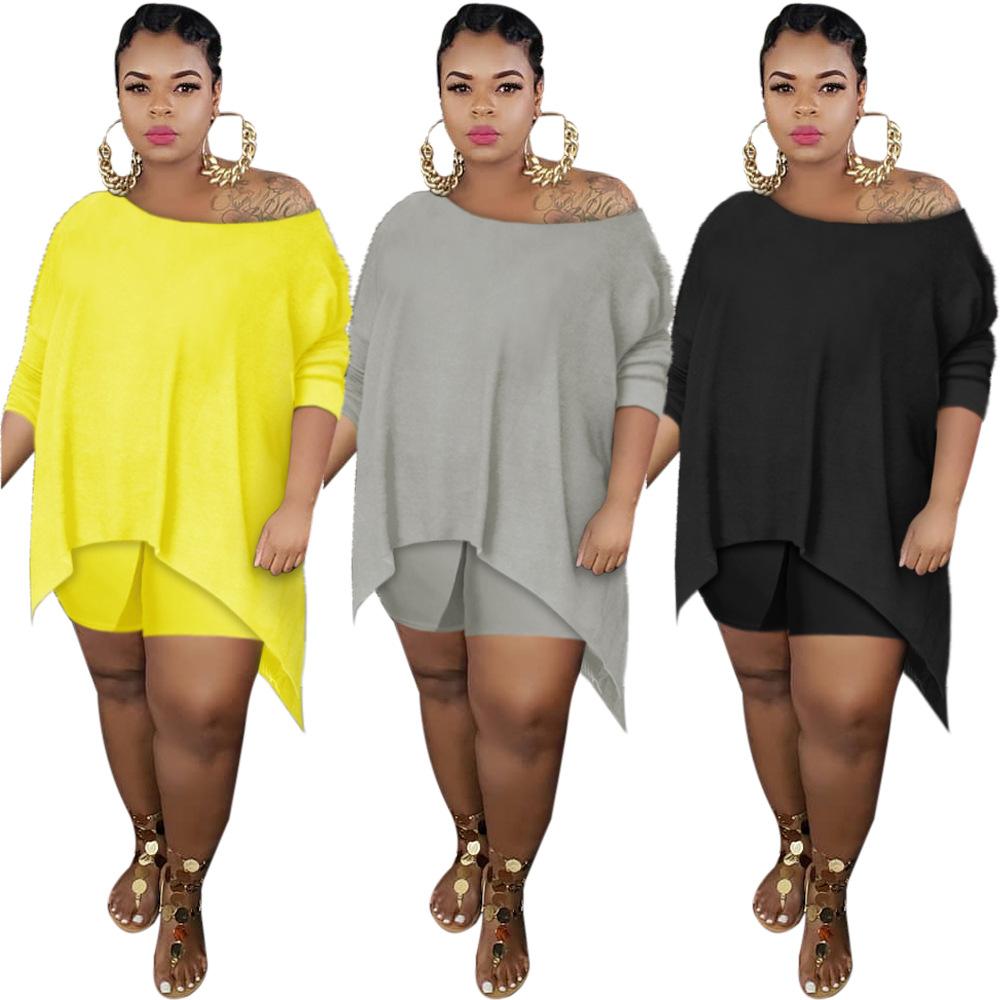 plus size two piece set women bikershorts set 2pcs summer clothing sets plain color size 4xl 5xl suits tracksuits