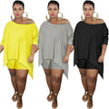 plus size two piece set women bikershorts set 2pcs summer clothing sets plain color size 4xl 5xl suits tracksuits