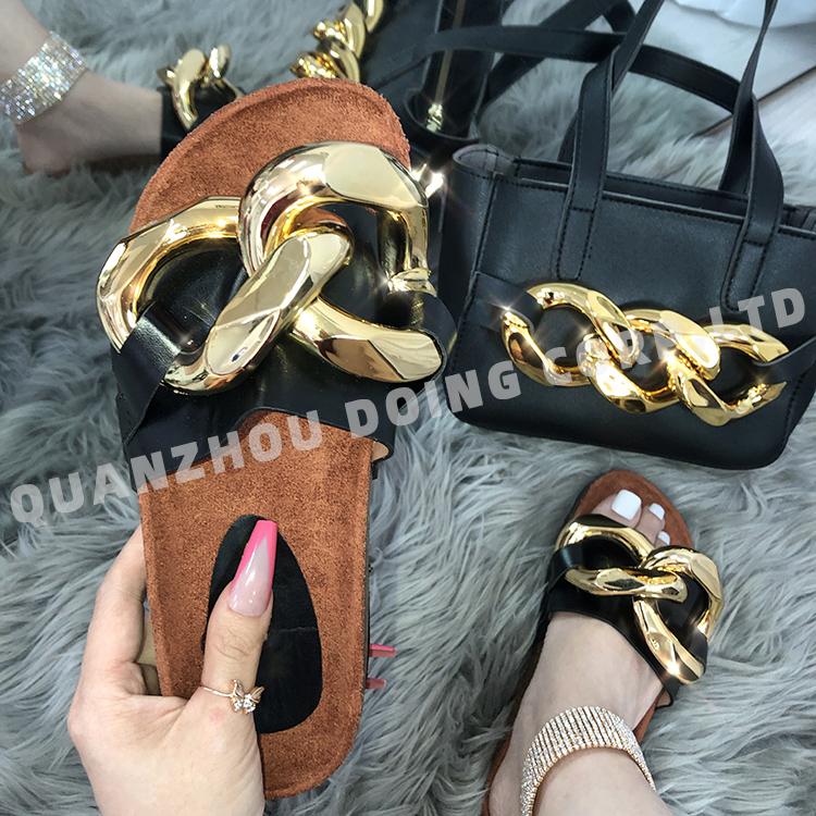 2021 designer women snakeskin jelly chain ladies kids big handbag backpack purse and shoe slide slipper sandals matching bag set