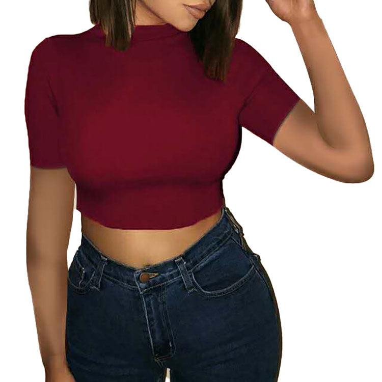 Wholesale Custom Logo Print Plain Summer Women Slim Fit Polyester T-Shirt Crop Top Basic Short Sleeve Women Top Shirts