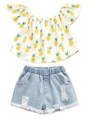 2PCS Set Toddler Kids Baby Girls Outfits Clothes T-Shirt Vest Tops+Shorts Pants