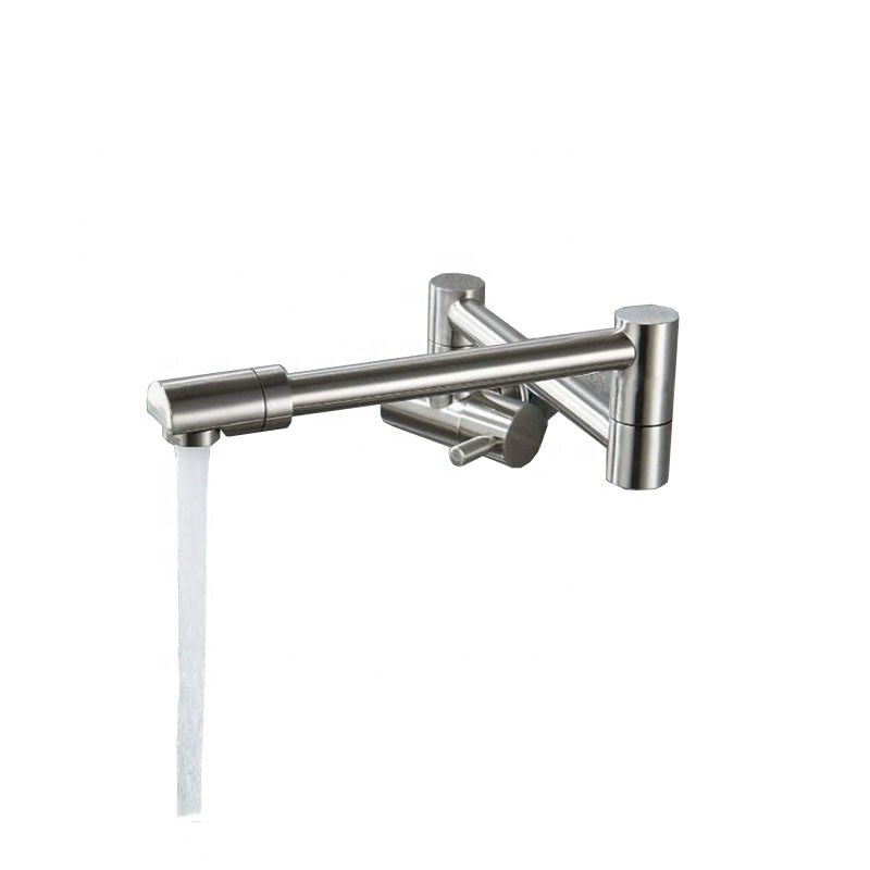 Wall Mount Pot Filler Faucet Nickel Brushed Folding Kitchen Sink Faucet Cold Water Faucet 304 Stainless Steel