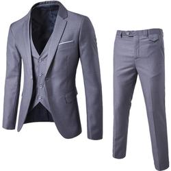 Men's 3 Pieces Black Elegant Suits With Pants Brand Slim Fit Single Button Party Formal Business Dress Suit Male Terno
