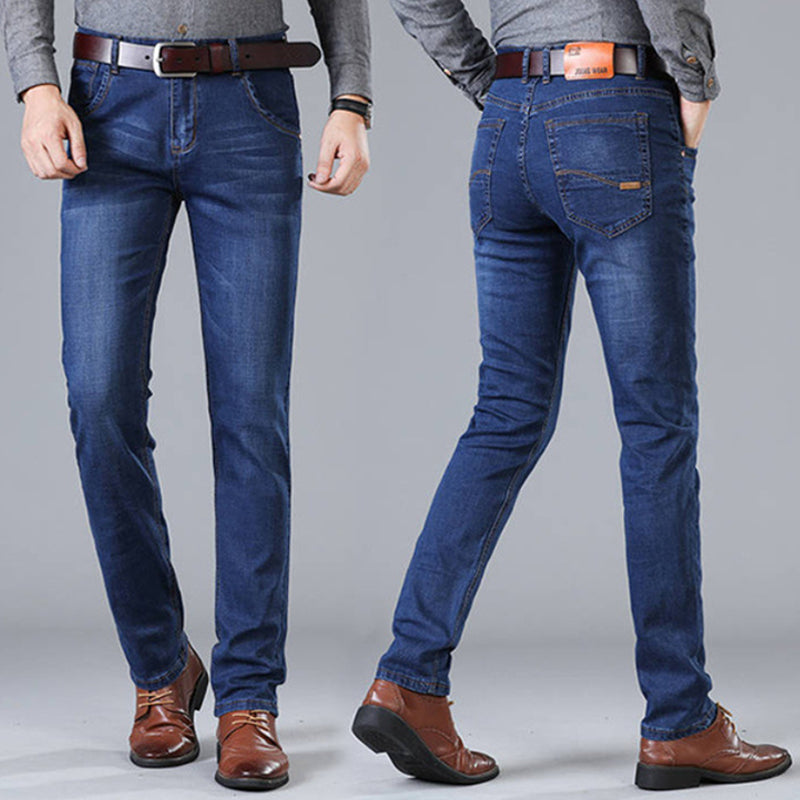 Wholesale large size fashion loose stretch men straight jeans 2023 new design trend high waist business casual long pants
