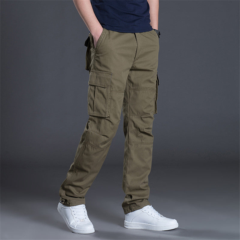 Winter Men Cotton Woven Cargo Zip Fly Pants Fashion Multi-Pockets Elastic Waist Mens wholesale men pants trouser