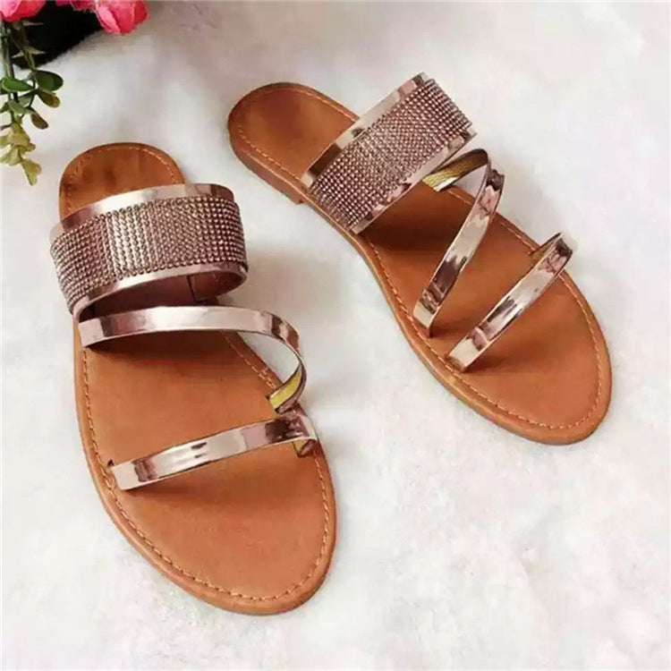 Wholesale New women Bling Sandals Female fashion Slides Women Rhinestone sandal