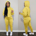 new arrival 2021 autumn winter casual sports solid color hoodie two piece outfits set women clothing two piece pants set