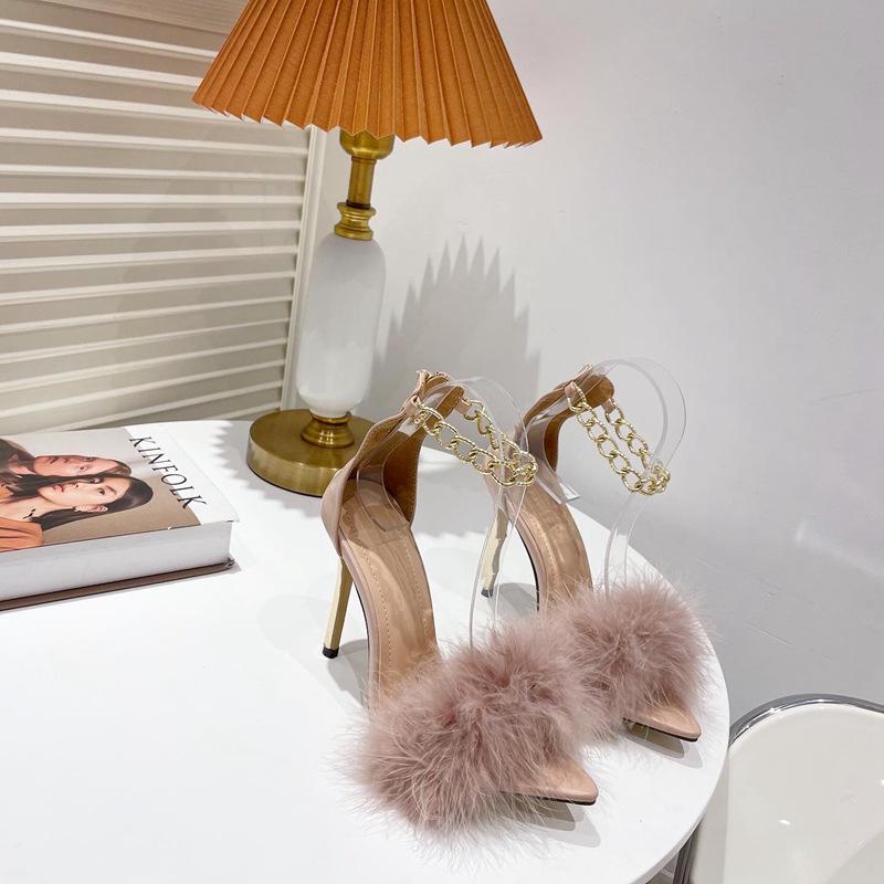 free shipping professional fur upper bandage shoes for women wedding shoe high heels big size 42 43 ladies heel high wholesale