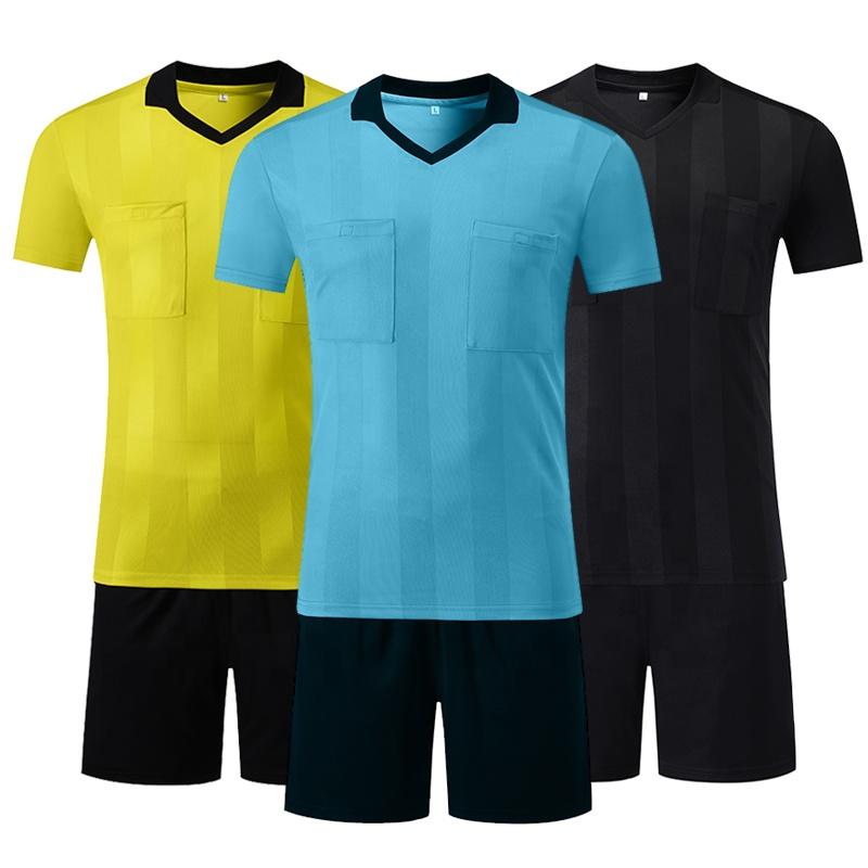 professional customized football referee jerseys referee shirt sets multi color optional v neck soccer judge uniforms