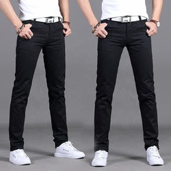 Khaki Twill Men Trousers Stretch Wash Straight-leg Trousers European Men Formal Trousers