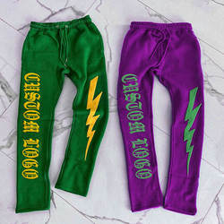 Hip Hop Thick Baggy Straight Leg Unisex Puff Print Stacked Mens Sweat Heavy Weight Custom Track Pants Joggers Sweatpants