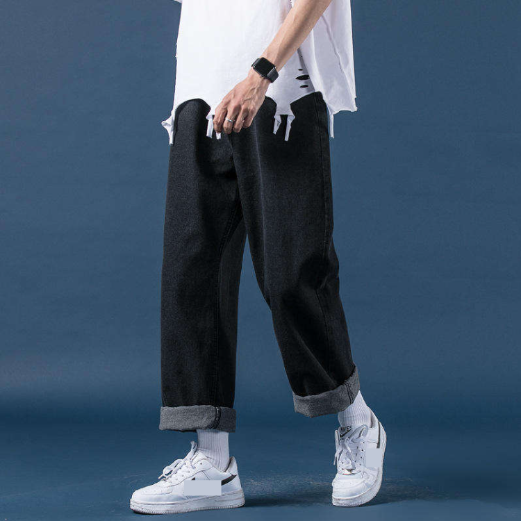 Fashion Custom oversized jeans men wide straight jeans men Straight Leg Loose Long Hommes Denim Pants Baggy Jeans