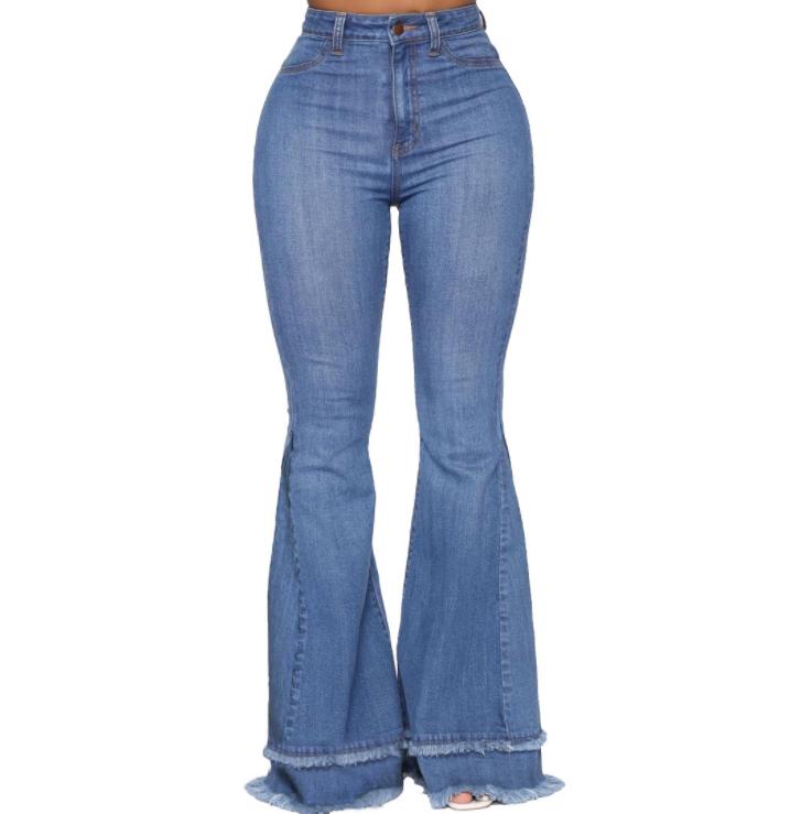 european and american fashion wild wide leg stitching solid color stretch flared women pants