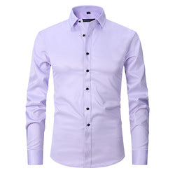 Men solid Shirts  S-8XL  New Mens Dress Shirts Long Sleeve Slim Casual Black White Social Male Clothes