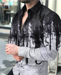 Fashion Custom Men Tee Dress Shirts Casual Clothes Long Sleeve Printing Shirts For Mens