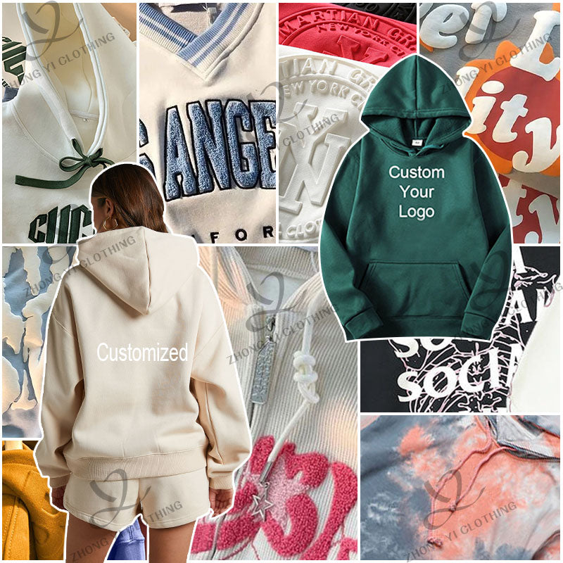 Custom Unisex Tie Dye Cotton Knitted Printed Logo Women Top Half zipper Up Plain Casual No String Hoodies And Sweat Pants Set