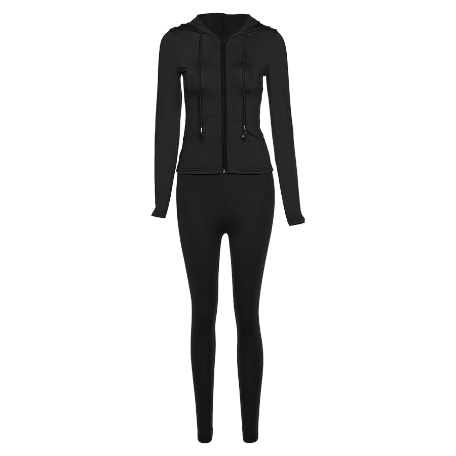 kliou workout bodycon hooded zipper pocket long sleeve tops sporty stretchy leggings casual fall sets women two piece set 2020