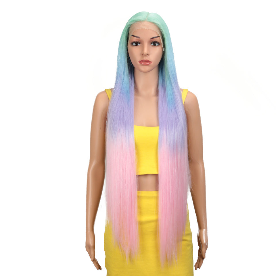 natural hair wigs for black women straight synthetic lace front hair 38 inch ombre lace front wig cosplay blonde lace front wig