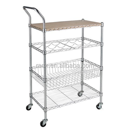 Wide use DIY 4 Tier Food Storage Hotel Metal Cart, Modern Restaurant Equipment