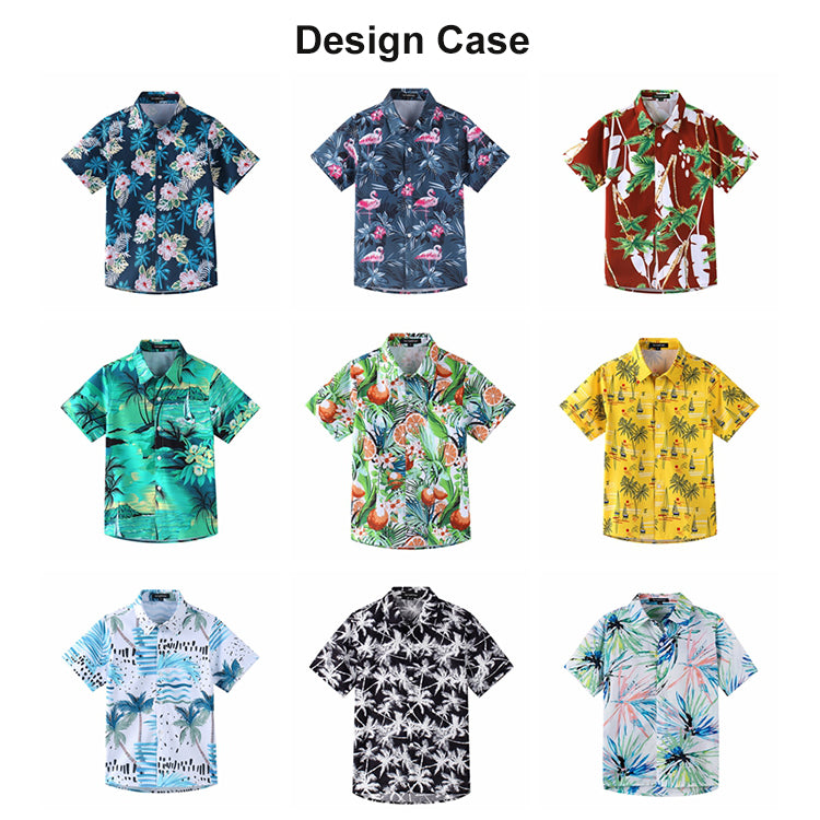 Oem Summer Family Matching Outfits Tropical Hawaiian Shirts Short Sleeve Custom Printed Kids Toddler Boys Aloha Hawaiian Shirts