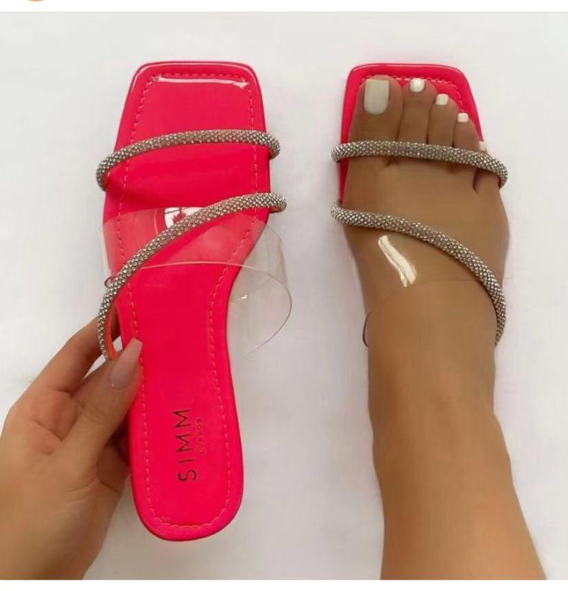 beach slipper beautiful lady jelly sandals diamond sandals womens slides ladies flat shoes