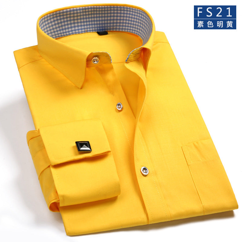 MS-P78 French White Shirt Men's Long Sleeve Overseas Shirt Groom Dress Cotton Slim Shirt