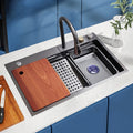 Popular 304 Stainless Steel sink Kitchen Multifunctional kitchen sinks Dark Grey Single Bowl Waterfall Kitchen Sinks
