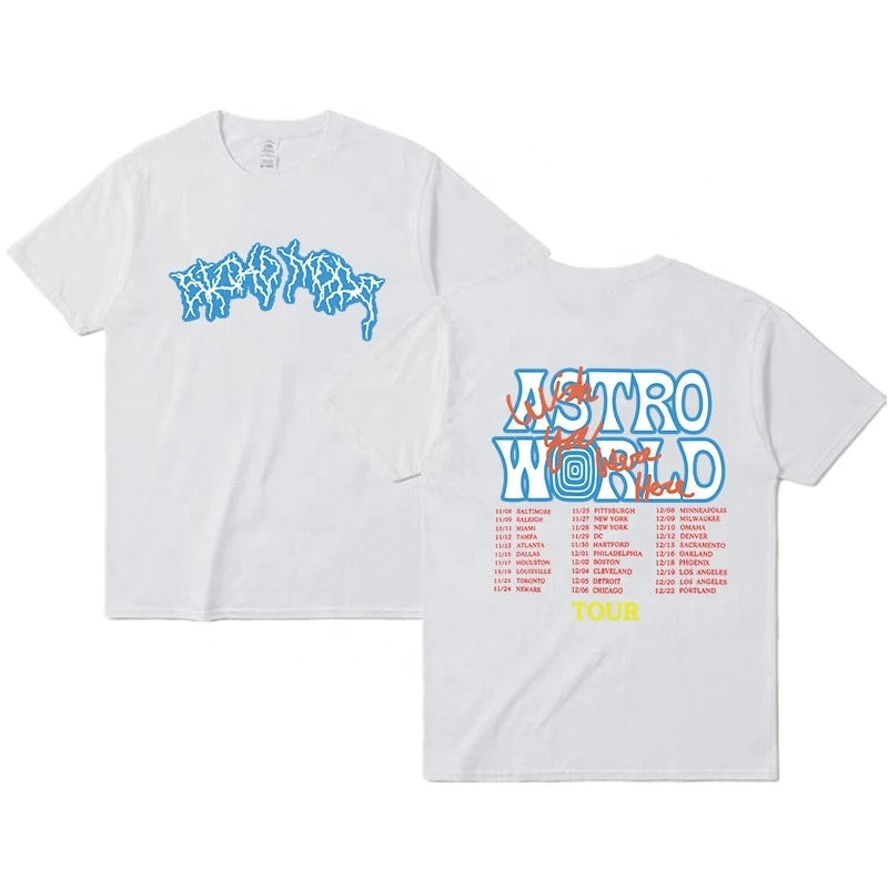 Custom graphic t shirt men vintage hiphop cotton streetwear Oversized tee tops cactus jack lightning Brown